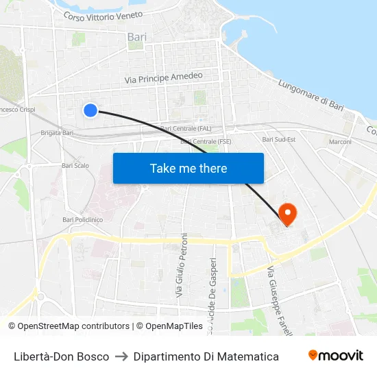 Liberty-Don Bosco to Mathematics Department map