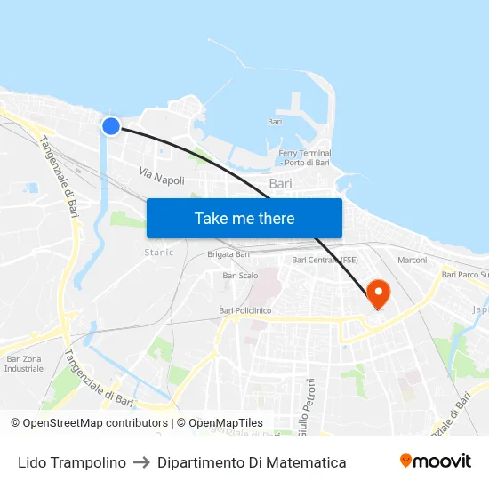 Lido Trampolino to Mathematics Department map