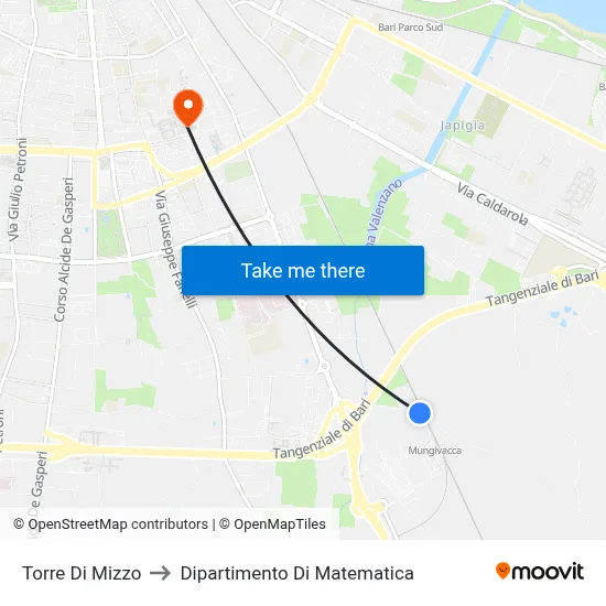 Torre Di Mizzo to Mathematics Department map