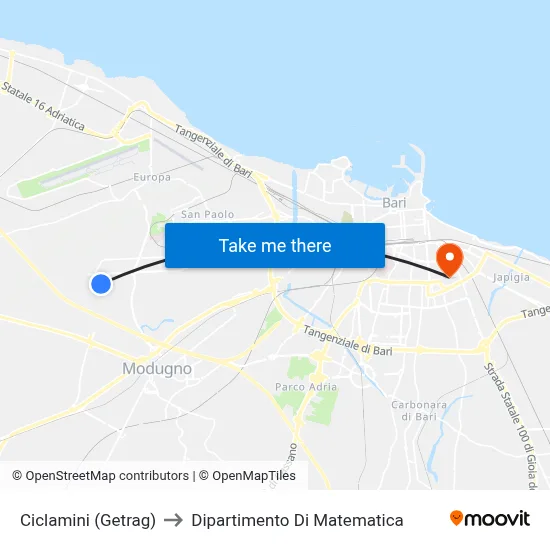 Ciclamini (Getrag) to Mathematics Department map