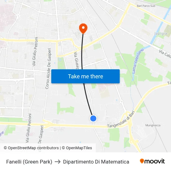 Fanelli (Green Park) to Mathematics Department map