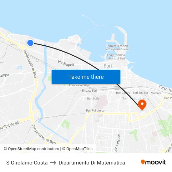 St. Girolamo-Costa to Department of Mathematics map