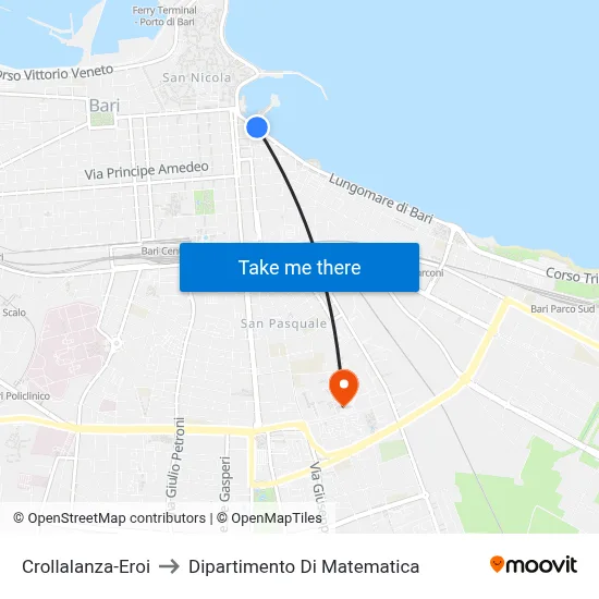 Crollalanza-Eroi to Department of Mathematics map