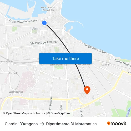 Aragona Gardens to Mathematics Department map