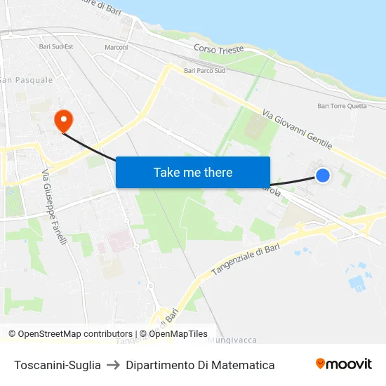 Toscanini-Suglia to Department of Mathematics map