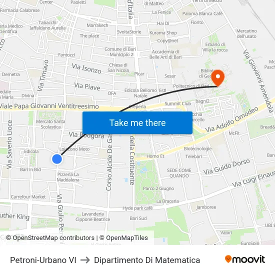 Petroni-Urban VI to Mathematics Department map