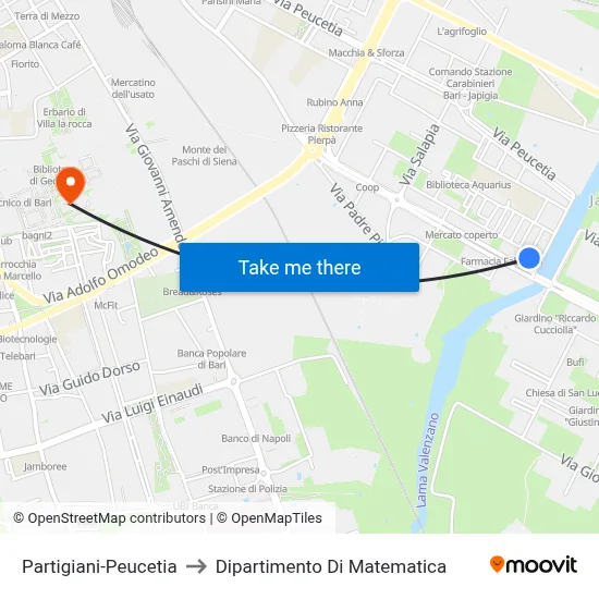 Partisans-Peucetia to Mathematics Department map