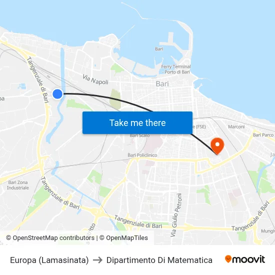 Europa (Lamasinata) to Mathematics Department map