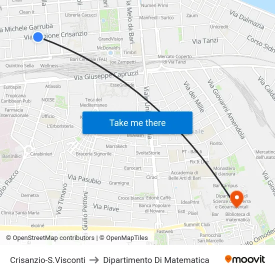 Crisanzio-S.Visconti to Department of Mathematics map