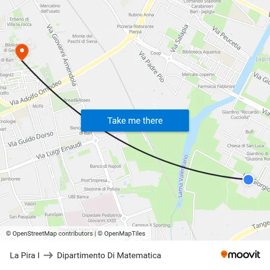La Pira I to Mathematics Department map