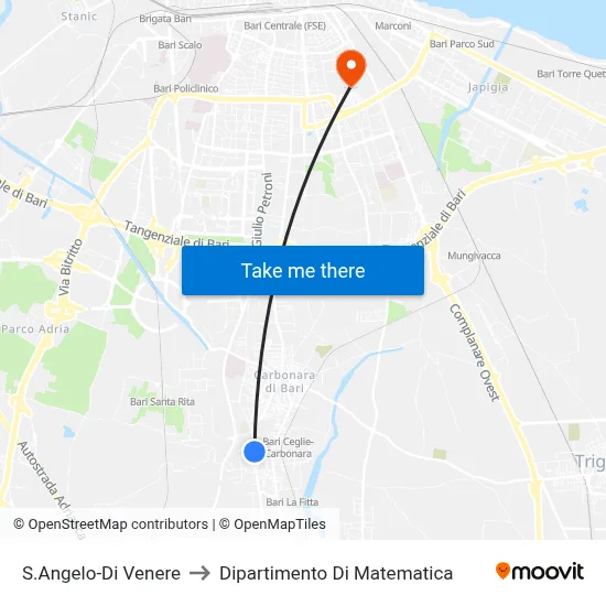 S.Angelo-Di Venere to Mathematics Department map