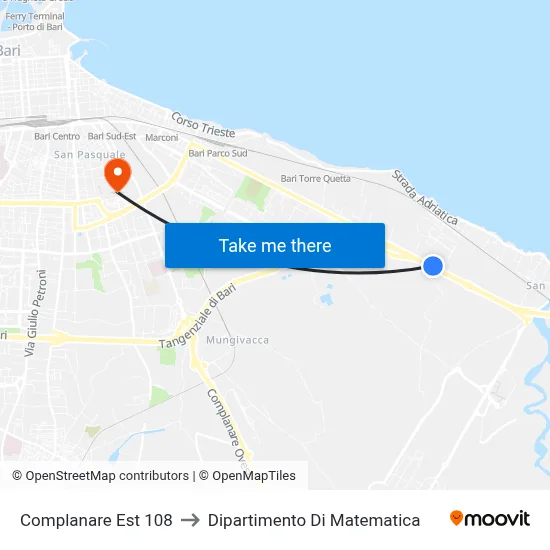East Service Road 108 to Department of Mathematics map