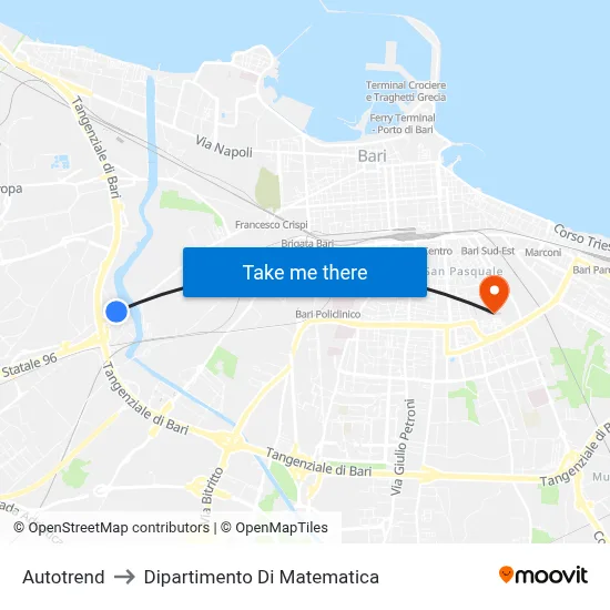 Autotrend to Department of Mathematics map