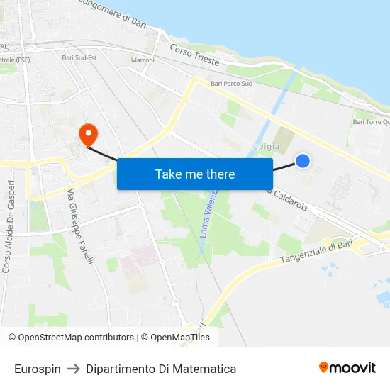 Eurospin to Mathematics Department map