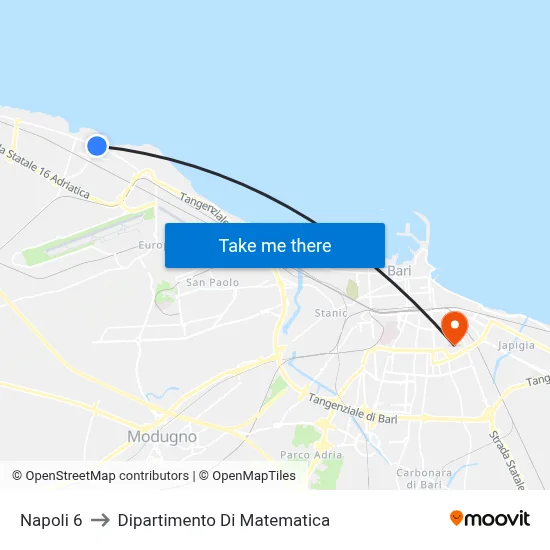 Naples 6 to Mathematics Department map