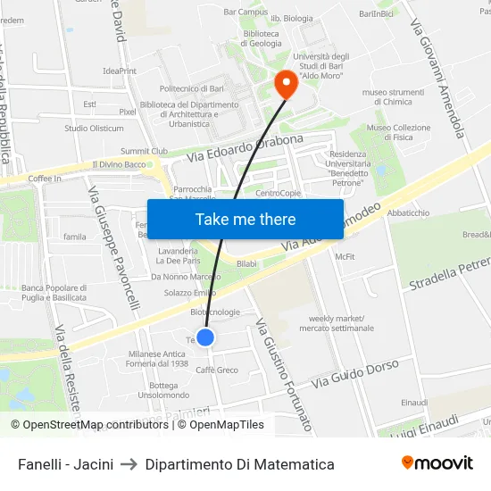 Fanelli - Jacini to Mathematics Department map