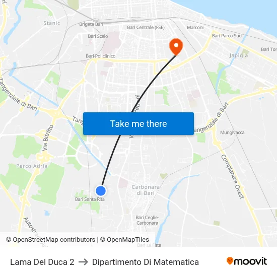 Lama Del Duca 2 to Mathematics Department map