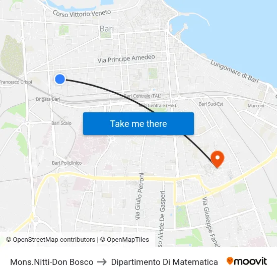 Mons.Nitti-Don Bosco to Mathematics Department map