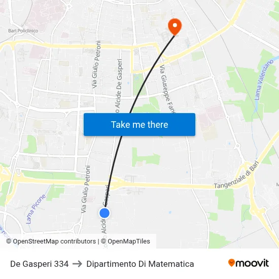 De Gasperi 334 to Mathematics Department map