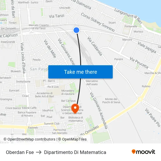 Oberdan FSE to Department of Mathematics map