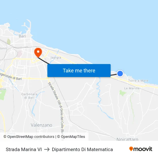 Marina Street VI to Mathematics Department map
