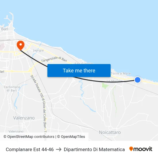 East Service Road 44-46 to Mathematics Department map