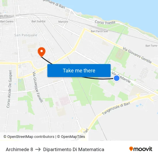 Archimede 8 to Department of Mathematics map