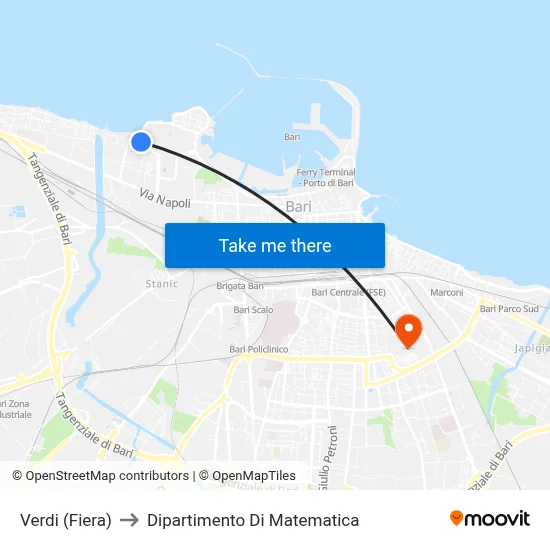 Verdi (Fair) to Mathematics Department map