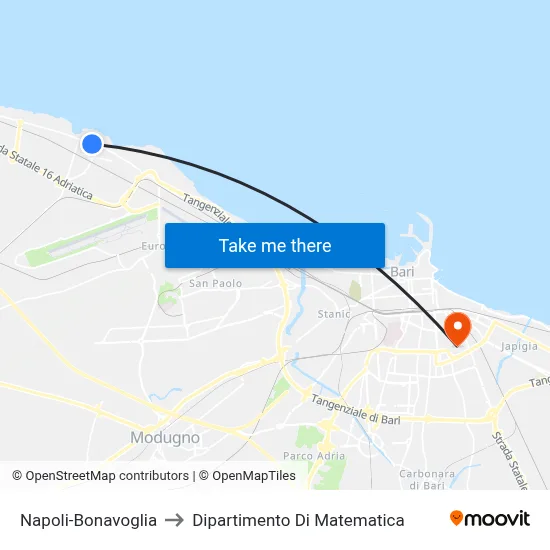 Naples-Bonavoglia to Mathematics Department map