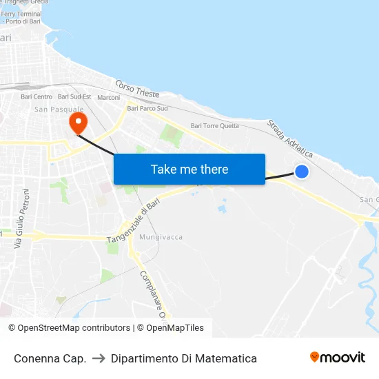 Conenna Terminal to Department of Mathematics map