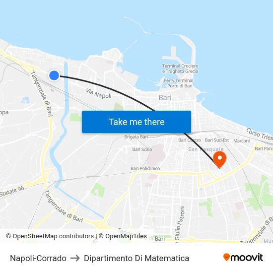Naples-Corrado to Department of Mathematics map