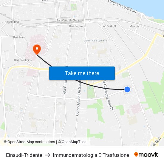 Einaudi-Tridente to Immunoematologia E Trasfusione map