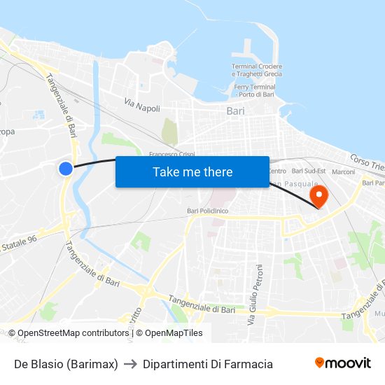 De Blasio (Barimax) to Dipartimenti Di Farmacia map