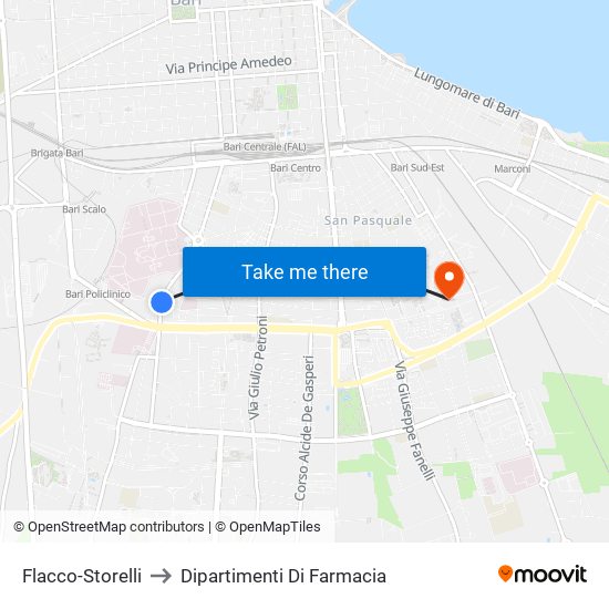 Flacco-Storelli to Dipartimenti Di Farmacia map