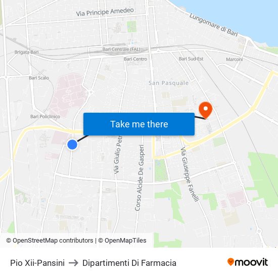 Pio Xii-Pansini to Dipartimenti Di Farmacia map