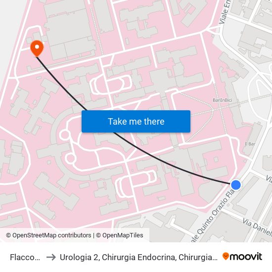 Flacco(Policlinico) to Urologia 2, Chirurgia Endocrina, Chirurgia Plastica, Chirurgia Toragica, Medicina Dello Sport map