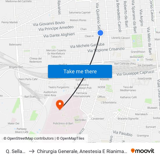 Q. Sella-Dante to Chirurgia Generale, Anestesia E Rianimazione, Cardiochirurgia map