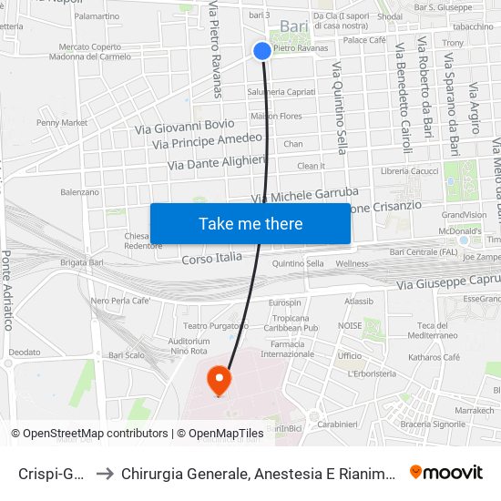 Crispi-Garibaldi to Chirurgia Generale, Anestesia E Rianimazione, Cardiochirurgia map