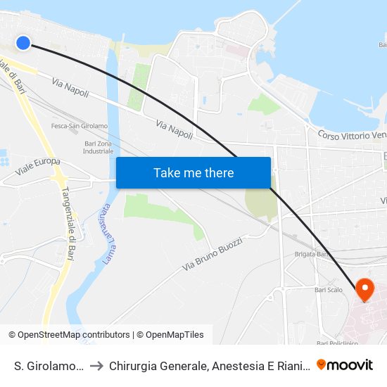 S. Girolamo-Fallacara to Chirurgia Generale, Anestesia E Rianimazione, Cardiochirurgia map
