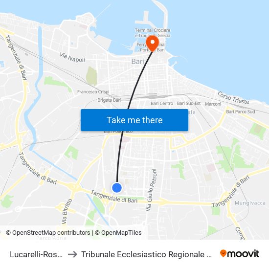 Lucarelli-Rosalba to Tribunale Ecclesiastico Regionale Pugliese map