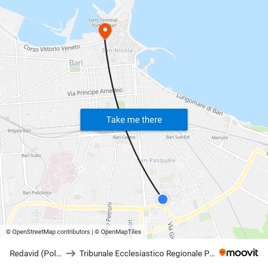 Redavid (Poliba) to Tribunale Ecclesiastico Regionale Pugliese map