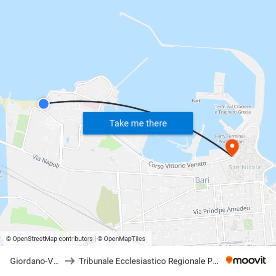 Giordano-Verdi to Tribunale Ecclesiastico Regionale Pugliese map