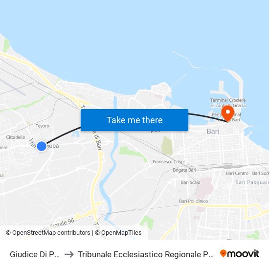 Giudice Di Pace to Tribunale Ecclesiastico Regionale Pugliese map