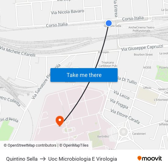 Quintino Sella to Uoc Microbiologia E Virologia map