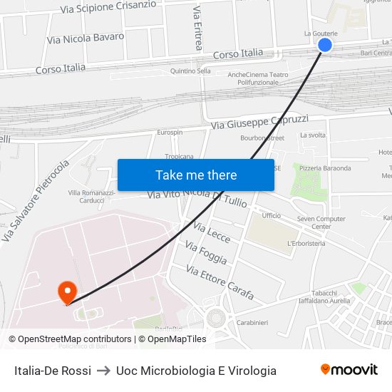 Italia-De Rossi to Uoc Microbiologia E Virologia map