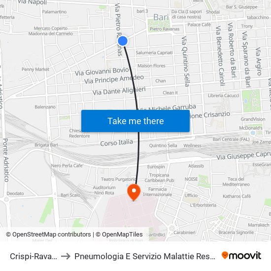 Crispi-Ravanas to Pneumologia E Servizio Malattie Respiratorie map