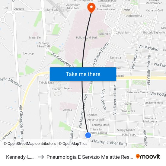 Kennedy-L.King to Pneumologia E Servizio Malattie Respiratorie map