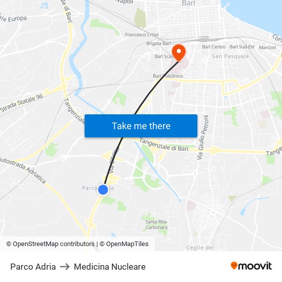 Parco Adria to Medicina Nucleare map