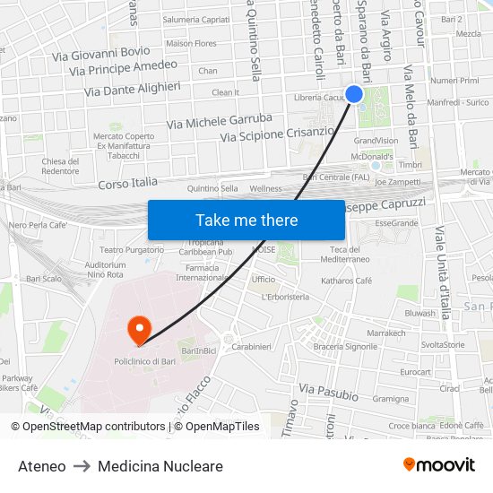 Ateneo to Medicina Nucleare map