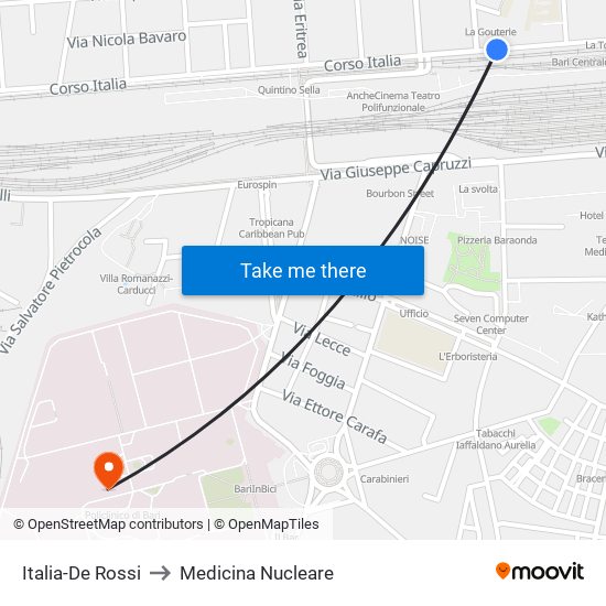 Italia-De Rossi to Medicina Nucleare map